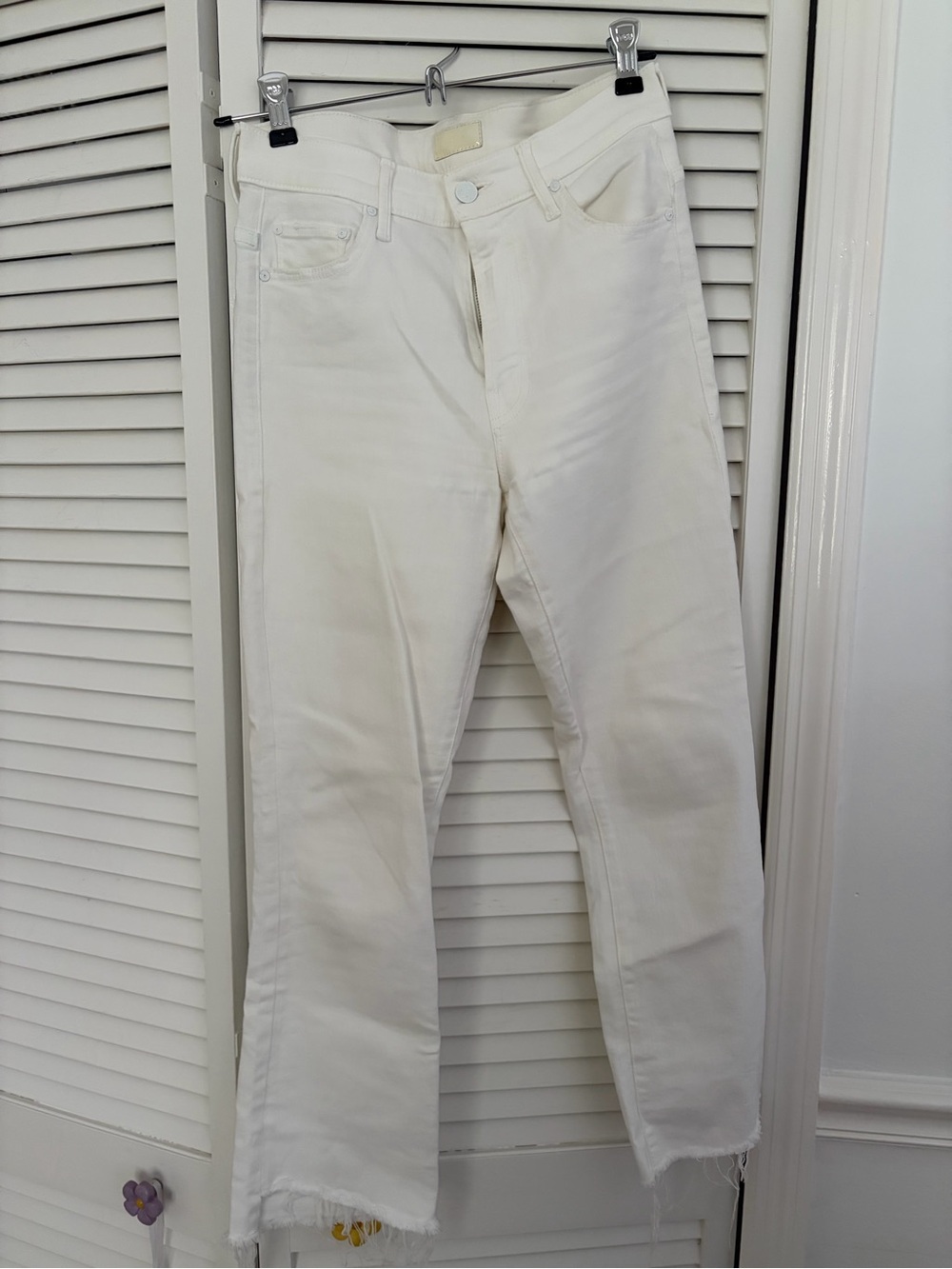 MOTHER High-Rise Straight Crop Jeans in White